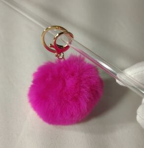 Faux Fur Key Chain/Bag Charm Bright Pink